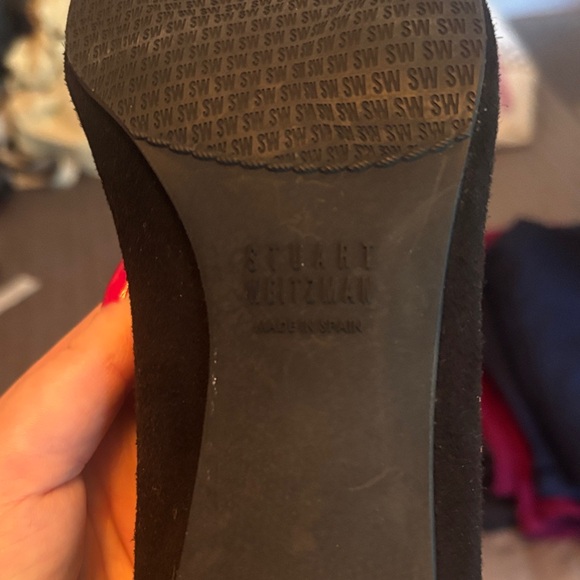 Stuart Weitzman Black Suede chunkier heal size 8.5 - Picture 6 of 12
